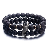 Natural Stone Crown Inlaid Black Bracelet