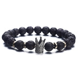 Natural Stone Crown Inlaid Black Bracelet