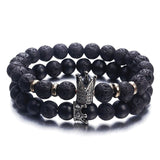 Natural Stone Crown Inlaid Black Bracelet