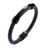 Natural Stone-Leather Black Bracelet