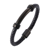 Natural Stone-Leather Black Bracelet